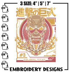 Colossal titan Embroidery Design, Aot Embroidery, Embroidery File, Anime Embroidery, Anime shirt, Di831