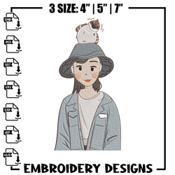 Cute girl Embroidery Design, Cartoon Embroidery, Embroidery File, Anime Embroidery, Anime shirt, Dig879