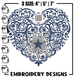 Dallas Cowboys Heart embroidery design, Dallas Cowboys embroidery, NFL embroidery, sport embroidery,917