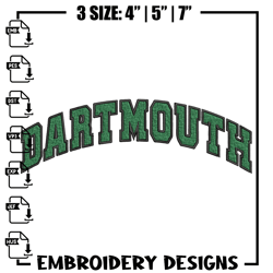 Dartmouth logo embroidery design, Baseball embroidery, Sport embroidery, logo sport embroidery, Embr957