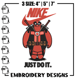 Deadpool funny Nike Embroidery design, Deadpool funny Embroidery, Nike design, Embroidery file, Inst969