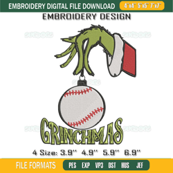 Baseball Grinchmas Embroidery