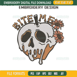 Bite Me Halloweeen Embroidery Design File, Skull Halloween Embroidery Design File21