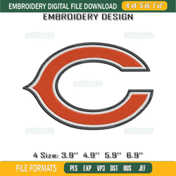 Chicago Bears Logo Embroidery Design File, Chicago Bears Embroidery Design File77