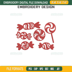 Christmas Candy Embroidery Design File, Peppermint Candy Cane Embroidery Design File95