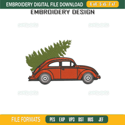 Christmas Car Tree Embroidery Design File, Christmas Bug Embroidery Design File96
