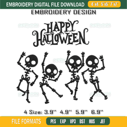 Happy Halloween Skeleton Embroidery Design File