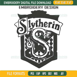 Harry Potter Slytherin Embroidery Design File, Wizard House Embroidery Design File