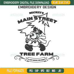 Mickey's Main Street Tree Farm Embroidery Design File, Mickey Christmas Embroidery Design File