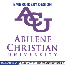 Abilene Christian logo embroidery design, NCAA embroidery, Sport embroidery, Embroidery design, Logo sport embroidery