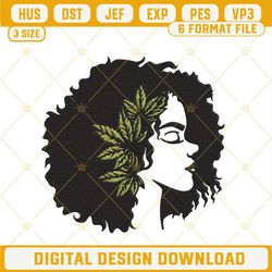 Afro Girl Weed Embroidery Designs, Black Woman Cannabis Embroidery Files.jpg