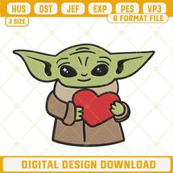 Baby Yoda And Heart Machine Embroidery Designs, Star Wars Valentines Day Embroidery Files.jpg