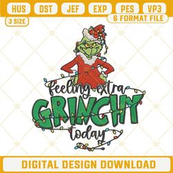 Feeling Extra Grinchy Today Embroidery Designs, Grinch Christmas Tree Embroidery Design File.jpg