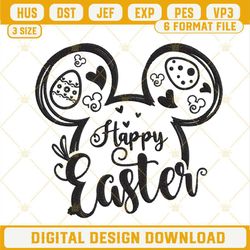 Happy Easter Mickey Mouse Ears Embroidery Design, Disney Easter Day Embroidery File.jpg