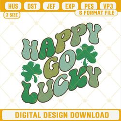 Happy Go Lucky Embroidery Design, Retro St Patricks Day Embroidery Files.jpg