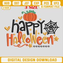 Happy Halloween Embroidery Design, Halloween Embroidery Files, Pumpkin Machine Embroidery Design.jpg