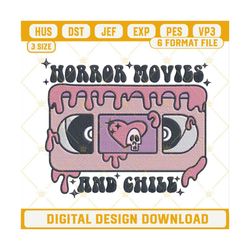 Horror Movies And Chill Embroidery Designs, Dripping Cassette Tape Embroidery Design File.jpg