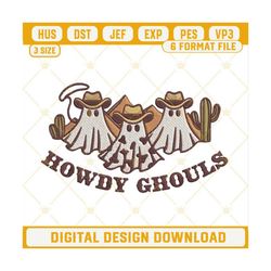 Howdy Ghouls Embroidery Designs, Western Ghost Halloween Embroidery Design File.jpg