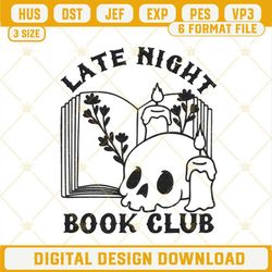 Late Night Book Club Embroidery Designs, Books And Skull Embroidery Files.jpg