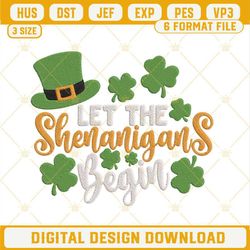 Let The Shenanigans Begin Embroidery Designs, Funny St Patricks Day Embroidery Files.jpg