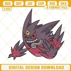 Mega Gengar Machine Embroidery Designs, Ghost Poison Pokemon Embroidery Files.jpg