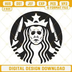 Michael Myers Starbucks Logo Embroidery Designs, Halloween Starbucks Embroidery Design File.jpg