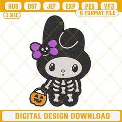My Melody Skeleton Halloween Embroidery Design Files.jpg