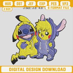 Pikachu And Stitch Embroidery Designs, Pikachu Embroidery Designs, Stitch Machine Embroidery Design.jpg