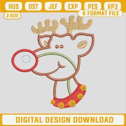 Reindeer Rudolph Embroidery Design, Christmas Embroidery Files, Santa Claus Machine Embroidery Design.jpg
