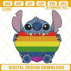 Stitch Rainbow Heart Embroidery Designs, Disney LGBT Pride Machine Embroidery Files.jpg