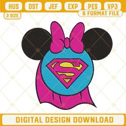 Superman Minnie Mouse Head Embroidery Design, Superhero Embroidery File.jpg