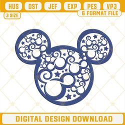 Swirly Mickey Head Stars Embroidery Design, Disney Patriotic Embroidery File.jpg
