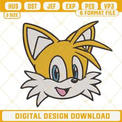Tails Sonic Head Embroidery Designs, Sonic Fox Tails Embroidery Pattern Files.jpg