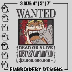 Bounty Captain Kid ,Embroideryroidery design, One Piece ,Embroideryroidery, anime design, logo design, anime shirt, Inst