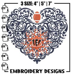 Cincinnati Bengals Heart embroidery design, Cincinnati Bengals embroidery, NFL embroidery, logo sport embroidery,Embroid