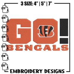 Cincinnati Bengals Go embroidery design, Bengals embroidery, NFL embroidery, logo sport embroidery, embroidery design,Em