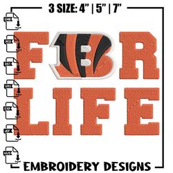 Cincinnati Bengals For Life embroidery design, Bengals embroidery, NFL embroidery, sport embroidery, embroidery design,E