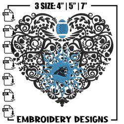 Carolina Panthers heart embroidery design, Panthers embroidery, NFL embroidery, sport embroidery, embroidery designEMB.j