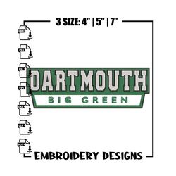 Dartmouth Big Green logo embroidery design, NCAA embroidery, Sport embroidery, Embroidery design, Logo sport embroidery.