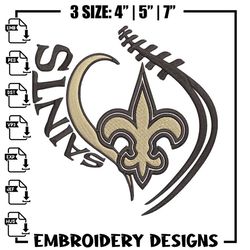 Heart New Orleans Saints embroidery design, New Orleans Saints embroidery, NFL embroidery, Logo sport embroidery. (2).jp