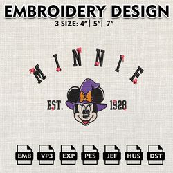 Minnie Est Halloween Embroidery files, Halloween Machine Embroidery Pattern, Disney Halloween Embroi33