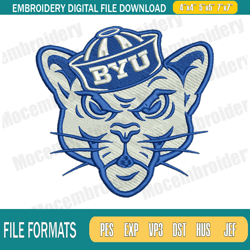 BYU Cougars Mascot Embroidery Designs, NCAA Embroidery Design File Instant Download,Embroi135