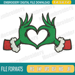 Grinch Heart Christmas Embroidery File, Christmas Embroidery Designs, Machine Embroidery D233