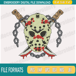 Halloween Horror Embroidery Designs, Retro Horror Bloody Knife Killer Digital Embroidery M236