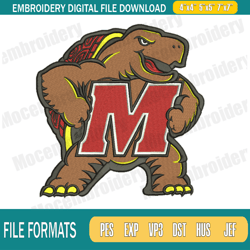 Maryland Terrapins Mascot Embroidery Designs, NFL Embroidery Design File Instant Download,291