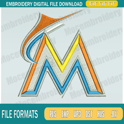 Miami Marlins Embroidery Designs,MLB Logo Embroidery Files,Machine Embroidery Design File,301