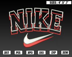 Nike Double Outline Embroidery Designs, Nike Logo Embroidery Design File ,Nike Embroidery 256