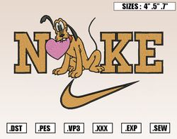 Nike Pluto Love Heart Embroidery Designs, Nike Valentine Embroidery Design File ,Nike Embr304