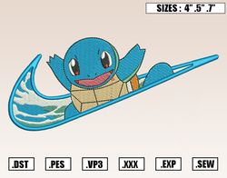 Nike Squirtle Embroidery Designs, Nike Pokemon Embroidery Design File ,Nike Embroidery Des314