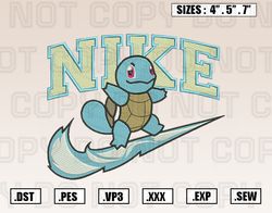 Nike Squirtle Embroidery Designs, Pokemon Embroidery Design File ,Nike Embroidery Design,E315